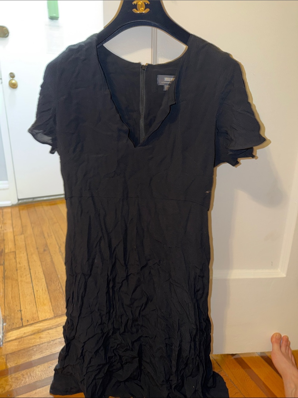 Maeve Black Midi Dress with Short Sleeves